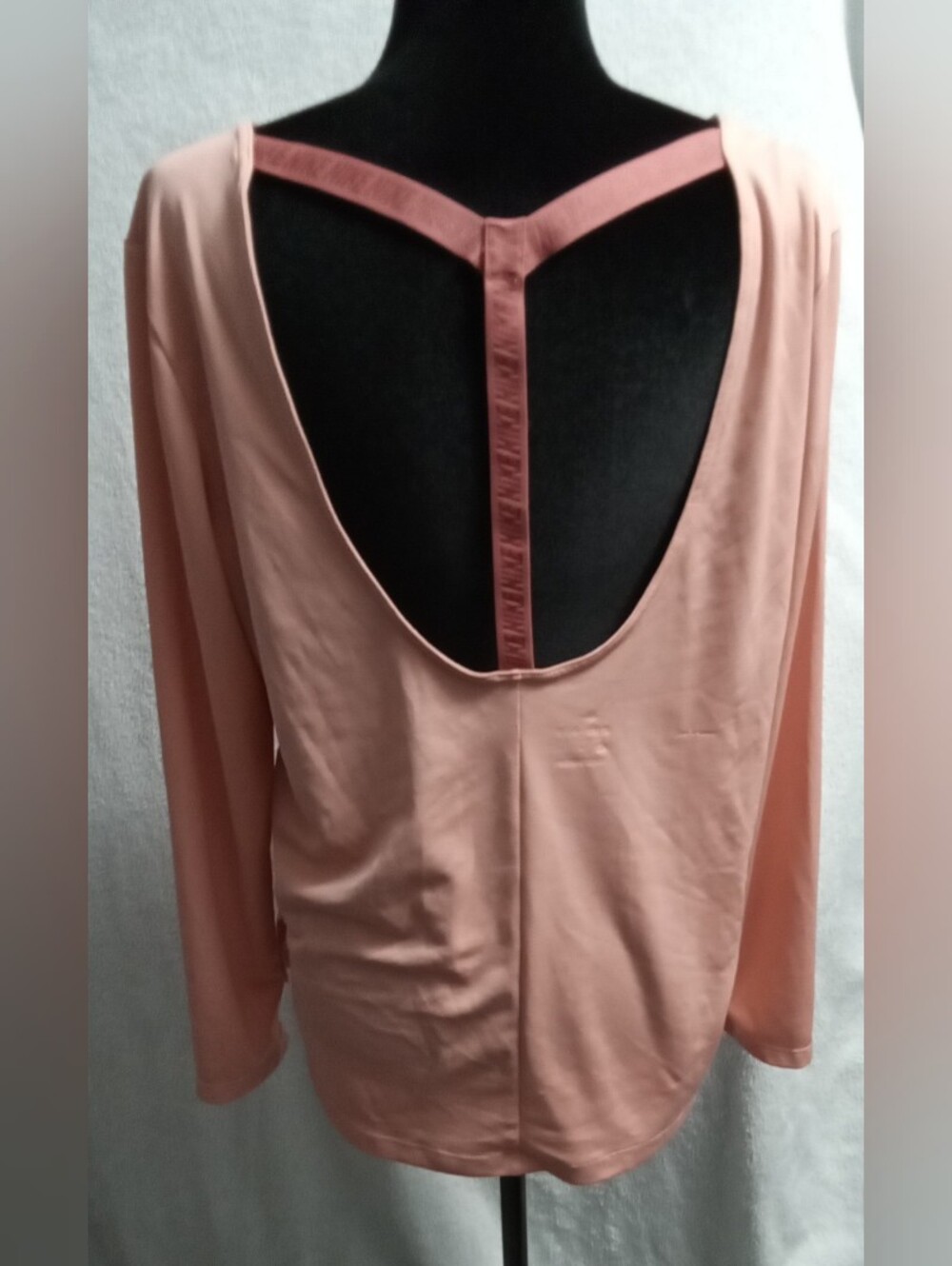 Nike Dri-FIT Large Elastika Open Back Long Sleeve Training Top T-Strap Coral